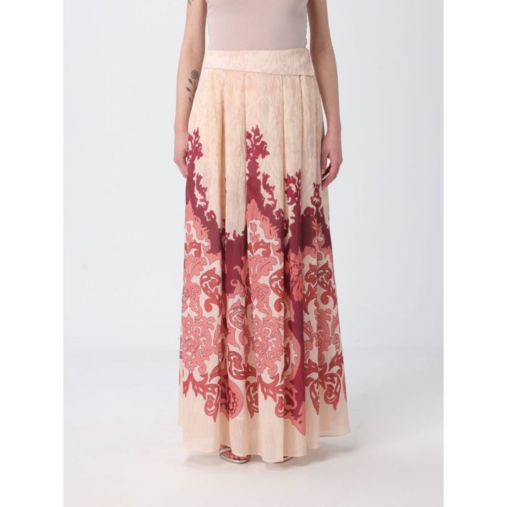 H Couture Women Printed Linen Blend Skirt H Couture